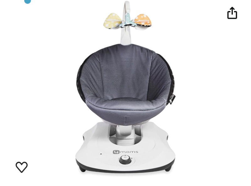 Photo 1 of 4moms RockaRoo Baby Rocker + Safety Strap Fastener, Compact Baby Rocker with Front to Back Gliding Motion, Dark Grey Cool Mesh