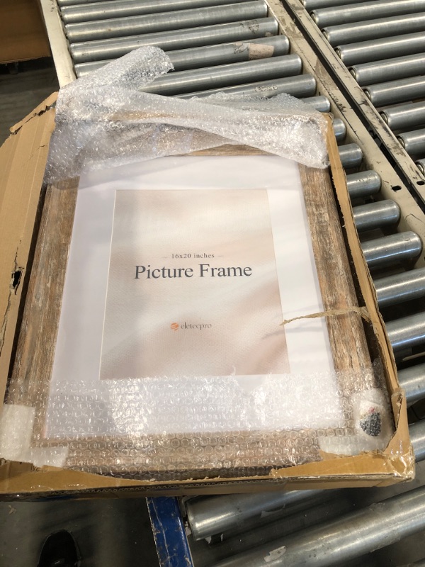 Photo 3 of 16x20 Picture Frame Matted to 11x14, Solid Oak Wood 16 x 20 Picture Frame for Wall, Minimalist Thin Wood Post Frame 16"x20" for Home Decor, 16x20 Wood Frame with Glass, 1Pack