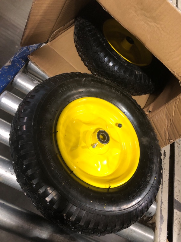 Photo 3 of 16 Inch 2 PCS Rubber Pneumatic Replacement Tires and Wheels 4.80/4.00-8" with 5/8'' Axle Bore Hole, Inflated Air Wheel for Wheelbarrow/Wagon/Hand Truck/Trolley/Garden Cart/Trailers/Dolly etc.