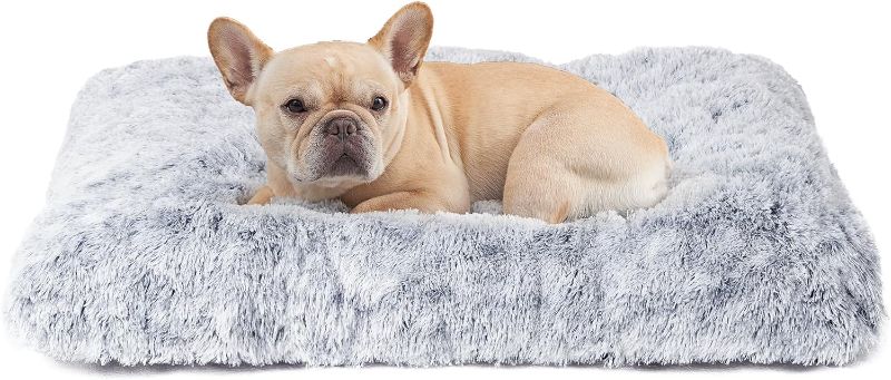Photo 1 of  Fluffy Dog Crate Bed for Medium Dogs, Plush Faux Fur Dog Crate Pad, Calming Anti Anxiety Medium Dog Bed for Crate, Washable Soft Warm Dog Crate Mat with Non-Slip Bottom