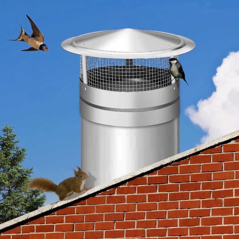Photo 1 of 12 Inch Round Chimney Cap, 12 Inch Chimney Cap with Screen, Stove Pipe Topper, Galvanized Steel Quality, Silver

** A LIL BENT **