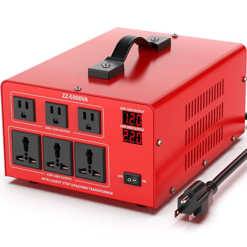 Photo 1 of 6000 Watt Voltage Converter Transformer Heavy Duty Step Up/Down Power Converter 220V to 110V, 110V to 220V with 3 US Outlets, 3 Universal Outlets, LCD Display, Circuit Breaker Protection