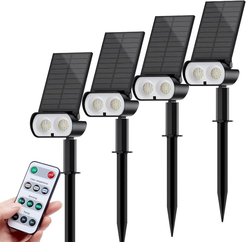 Photo 1 of *** SIMILAR ITEM**

Brightown Solar Spot Lights Outdoor - Waterproof 2-in-1 Solar Garden Lights with Remote Control, Timers, 3 Colors, 3 Brightness, Solar Powered Landscape Lights for Yard Porch Pathway Garden, 4 Pack
