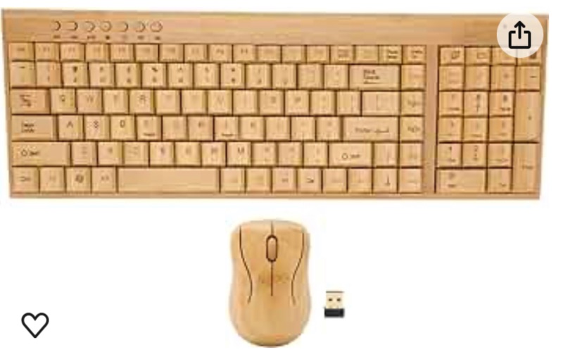 Photo 1 of FOSA Wireless Bamboo Keyboard and Mouse, Bamboo Wooden PC Wireless 2.4GHz Keyboard and Mouse, Plug and Play, Wireless Devices for PC Laptop, USB Receiver (Mouse and Keyboard Combo)