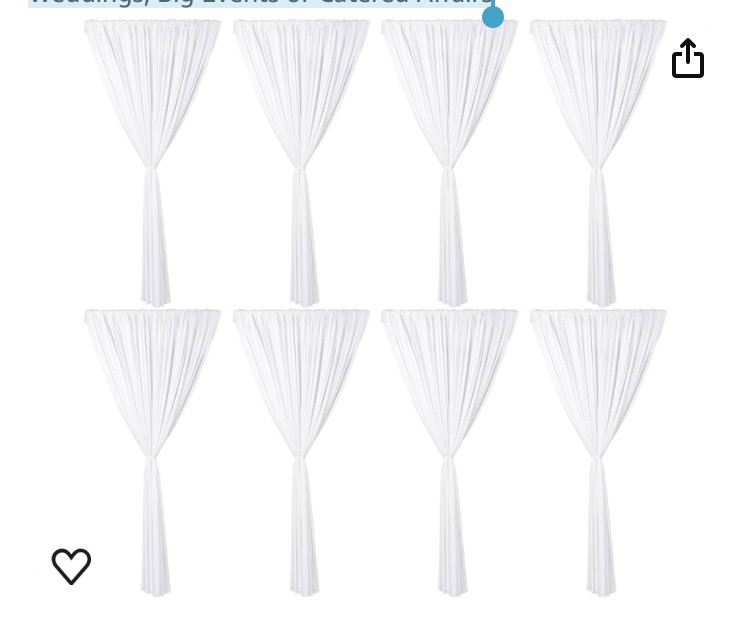 Photo 1 of 8 Pcs Tent Leg Drapes Accessories for Patio 8x6ft Wedding Draping Curtains Sticky Tab Canopy Leg Drape for Weddings, Big Events or Catered Affairs