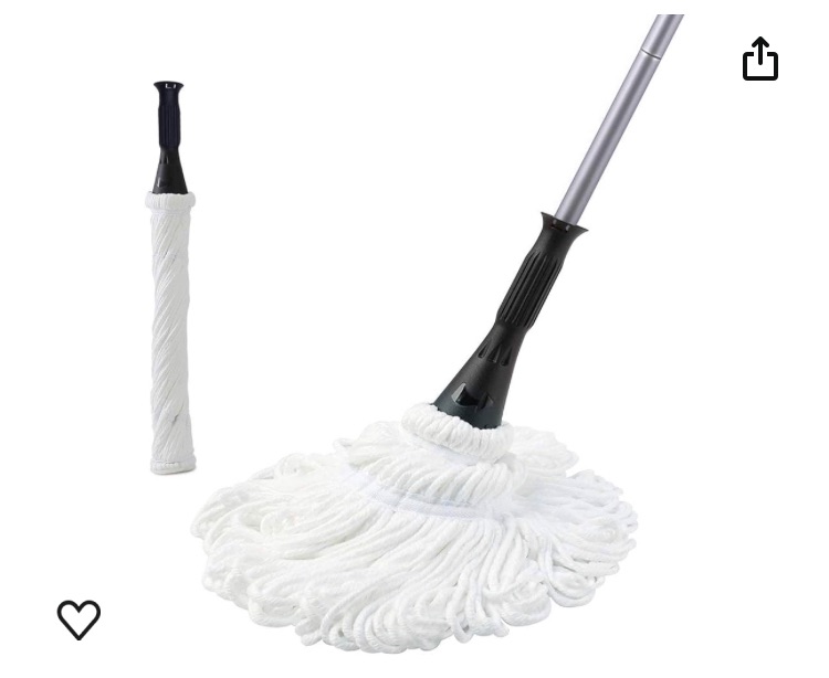 Photo 1 of Eyliden Mop with 2 Reusable Heads, Easy Wringing Twist Mop, with 57.5 inch Long Handle, Wet Mops for Floor Cleaning, Commercial Household Clean Hardwood, Vinyl, Tile, and More