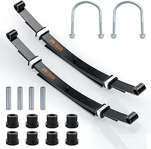 Photo 1 of 10L0L Golf Cart Rear Leaf Springs for Club Car DS 1981-UP Gas & Electric Models, Heavy Duty 3-Leaf Spring Set with Bushings Sleeves and U Bolt Kit