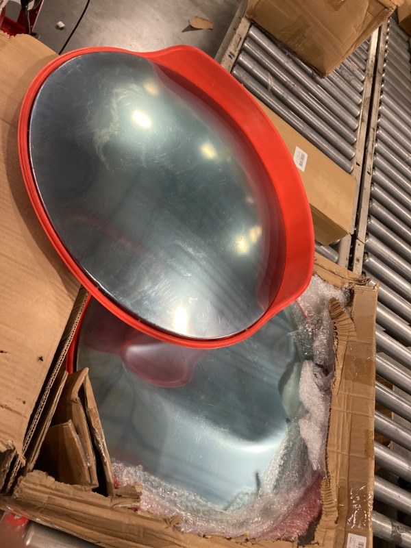 Photo 1 of 2 Pieces Safety Convex Mirror Traffic Mirror Corner Mirror Outdoor Security Mirror Blind Spot Mirror for Driveway Road Parking Lot Garage Warehouse, Tear off The Protective Film Before Use (24 Inch)
