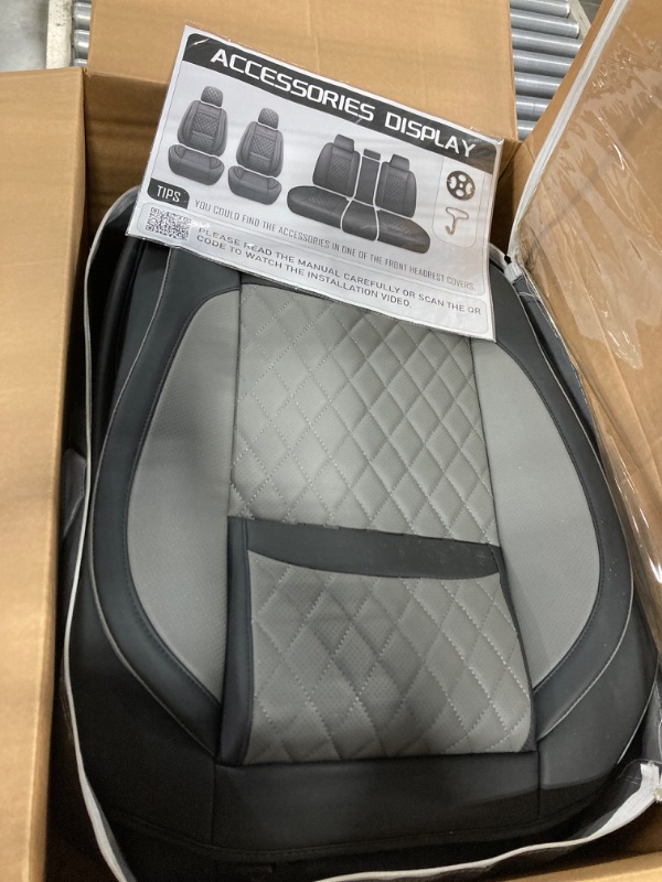 Photo 1 of TANDNGTEK Car Seat Covers Full Set,Universal Leather Seat Covers for Cars,Waterproof Leather Automotive Vehicle Cushion Cover, Fit for Most Cars SUV Pick-up Truck,Darkgrey FULL SET DARKGREY