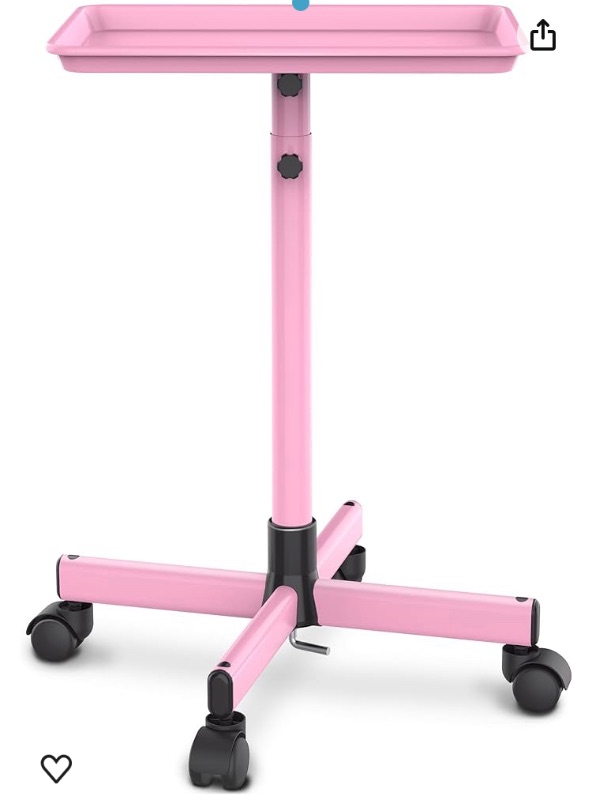 Photo 1 of TASALON Premium Salon Tray on Wheels, Aluminum Salon Rolling Tray Trolley for Salon Essentials, Adjustable Height Provides Ample Storage for Hairstylist Tray, Tattoo Tray and Clinic Tray Use - Pink