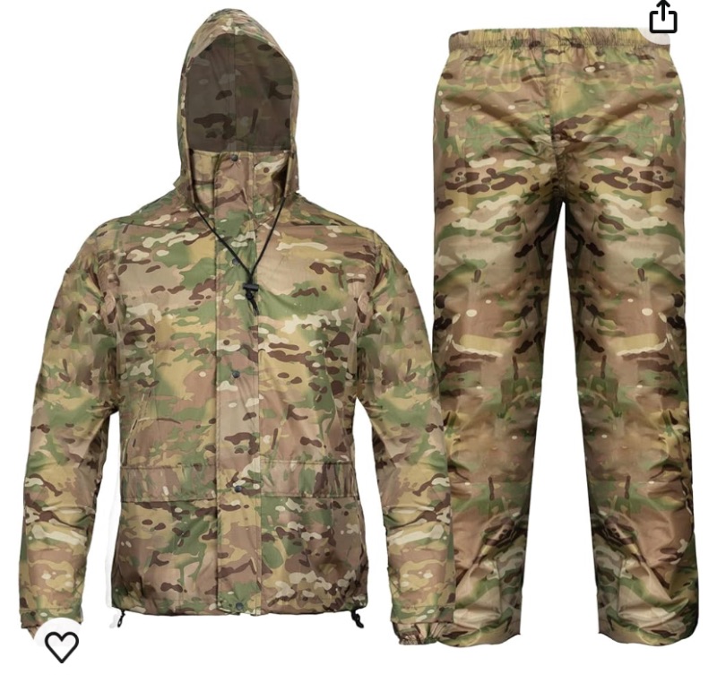 Photo 1 of LOOGU Camo Rain Suit - Rain Gear for Men Waterproof, Lightweight Rain Coat, Breathable Mens Rain Jackets Hood