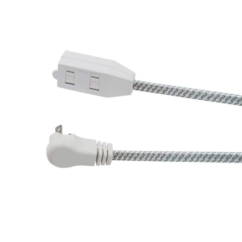 Photo 1 of 12 ft. 16/2 Light Duty Indoor Braided Tight Space Extension Cord, Grey/White
