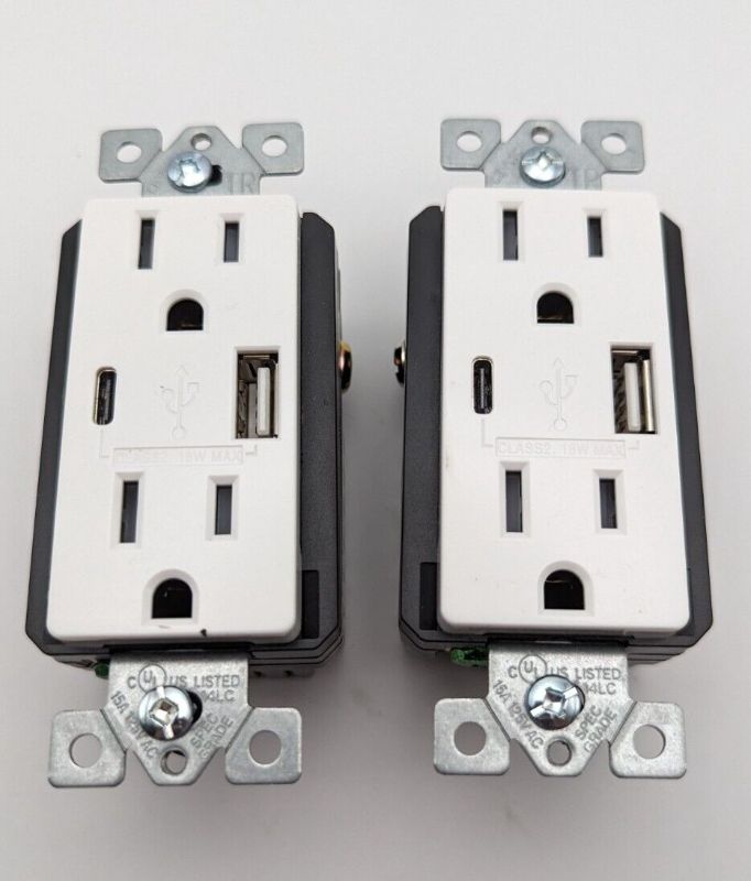 Photo 1 of 15A Tamper Resistant Type A/C 3.6A 18-Watt USB Outlet (2-pack)
