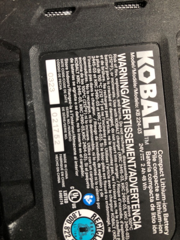 Photo 4 of Kobalt 24-V hium Battery (2 Ah)