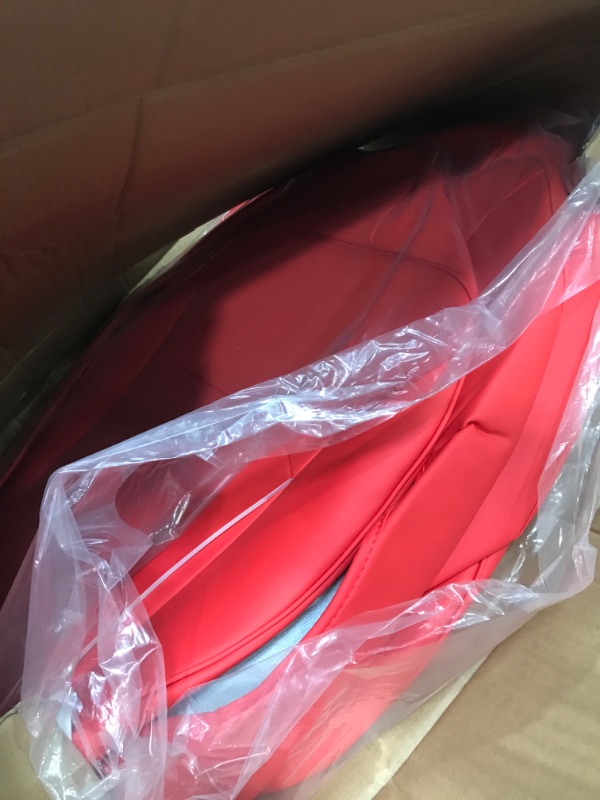 Photo 2 of Maysoo Tesla Model Y Red Seat Covers Nappa Leather Car Seat Covers, for Tesla Model Y 2023 2022 2021 2020 5 Seat Car Seat Cover Car Interior Cover All Weather Protection(Red-Nappa,Model Y(Full Set)) red nappa model Y(full set)