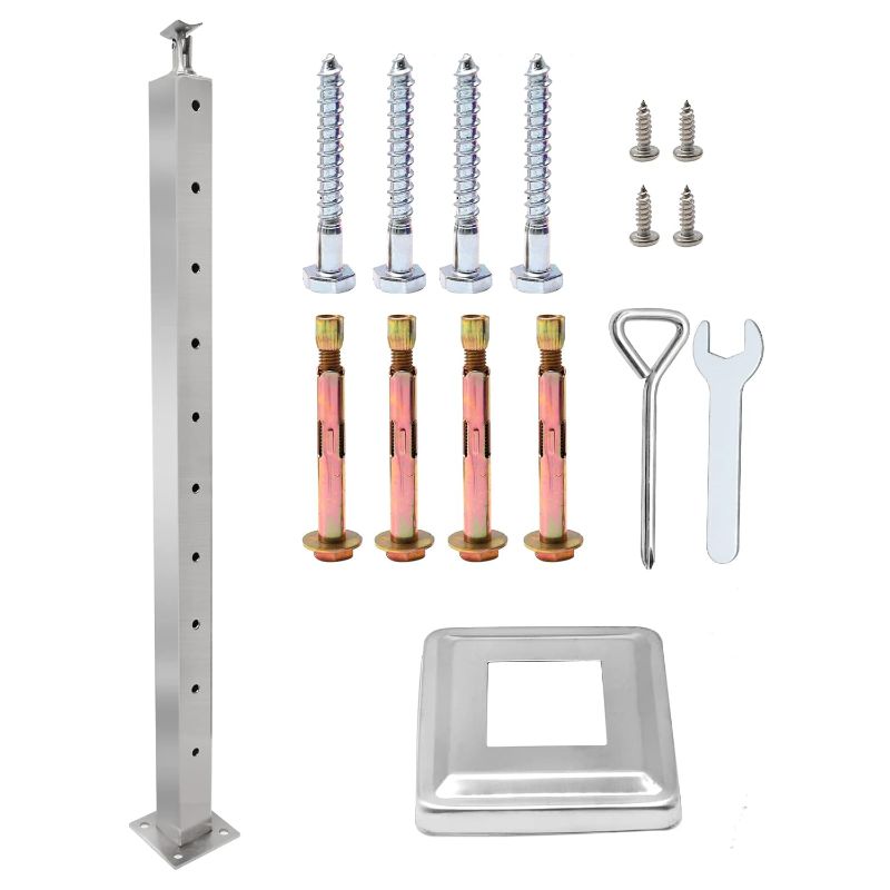 Photo 1 of  Compatible Railing Post Brushed Stainless Steel Level Deck Railing Post Sturdy Cable Railing 1150*125*120MM