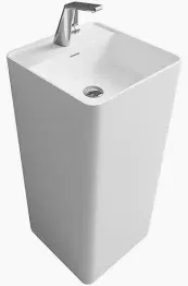 Photo 1 of 17.7 in. Solid Surface Resin Pedestal Sink Basin in White
