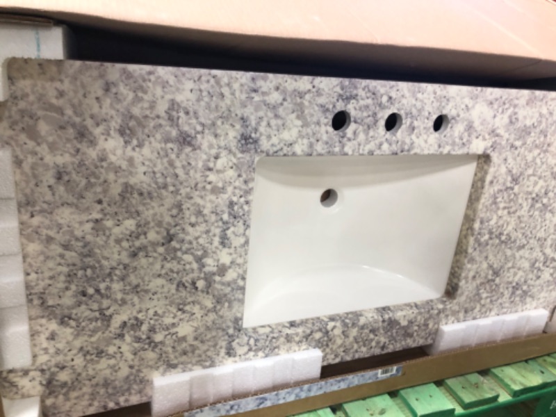 Photo 2 of 49 in. W x 22 in. D Stone Effects Cultured Marble Vanity Top in Everest with Undermount White Sink