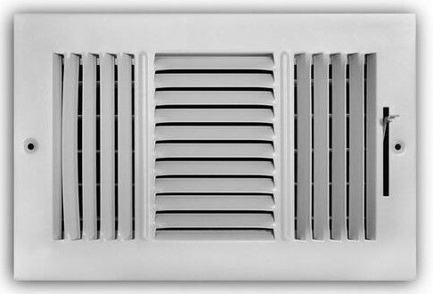 Photo 1 of 10 in. x 6 in. 3-Way Aluminum Wall/Ceiling Register in White
