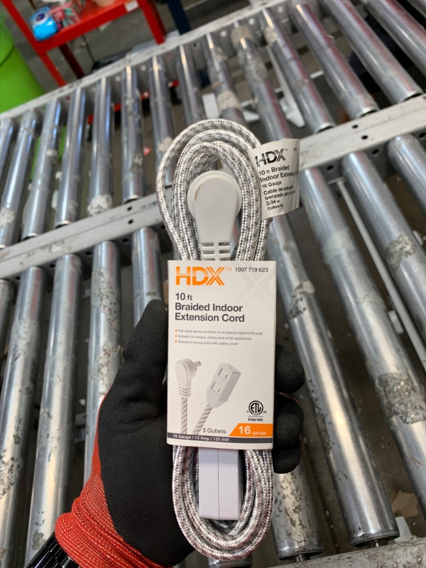 Photo 2 of 10 ft. 16-Gauge/2 White Braided Extension Cord