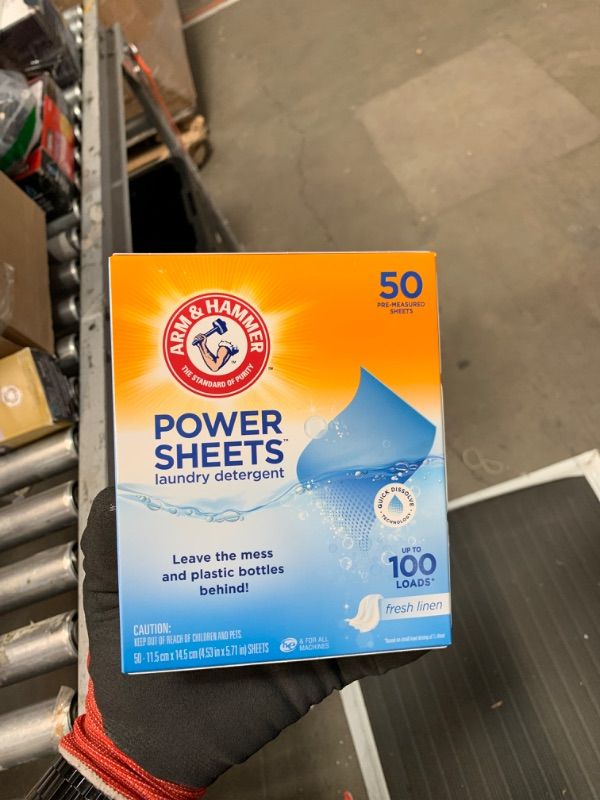 Photo 2 of Arm & Hammer Power Sheets Laundry Detergent, Fresh Linen 50ct, up to 100 Small Loads