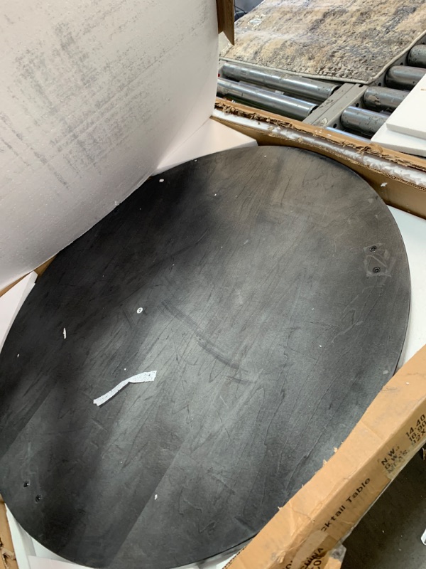 Photo 1 of MODERION Round Coffee Table with Storage Shelf, Farmhouse Living Room Cocktail Table with Black Metal Legs, Circular Solid Wood Center Tea/ Sofa Table, 35.3''Dx17.8''H, Brushed Black KFZ1338BK Black Dia 35.3 Inch