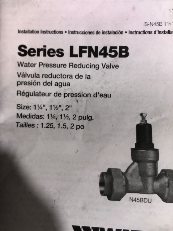 Photo 3 of (please see all images) Watts Watts 0009801 1 1/4" Copper Silicon Water Pressure Reducing Valve