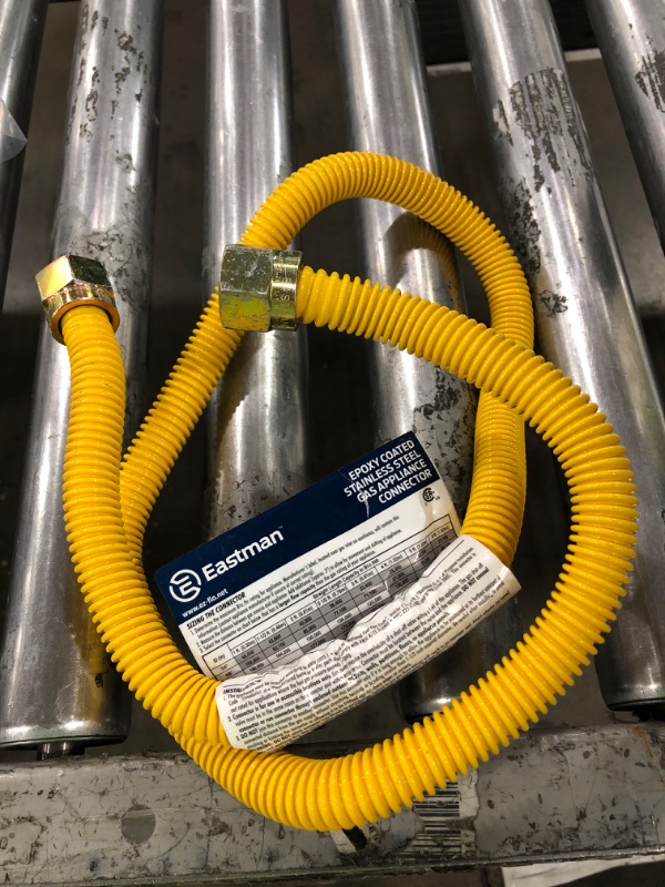Photo 1 of Eastman 36 Inch x 3/8 Inch OD Flexible Gas Line Connector with (2) 1/2 Inch MIP Fitting Ends for Natural Gas and Liquid Propane, Stainless Steel, Yellow, 10YE505036B 36 in. Yellow