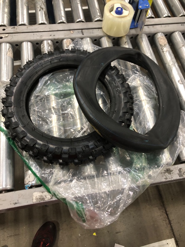 Photo 2 of 2.5-10" Off-Road Tire and Inner Tube Set - Dirt Bike Tire with 10-Inch Rim and 2.5/2.75-10 Dirt Bike Inner Tube Replacement Compatible with Honda CRF50/XR50, Suzuki DRZ70/JR50, and Yamaha PW50