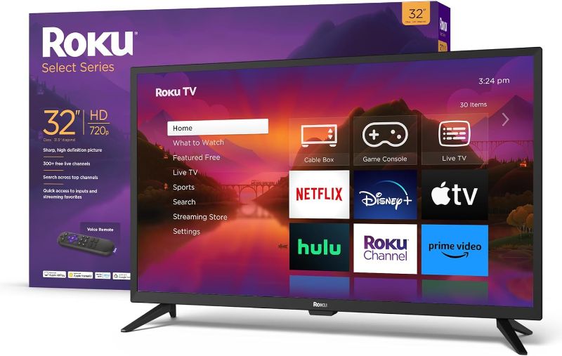 Photo 1 of Roku 32" Select Series 720p HD Smart RokuTV with Voice Remote, Bright Picture, Customizable Home Screen, and Free TV
