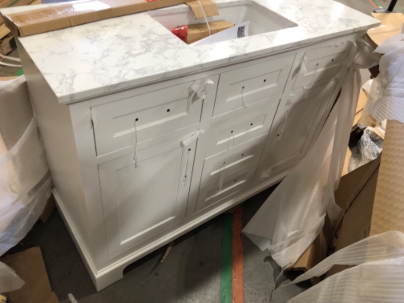 Photo 5 of 
Home Decorators Collection
Doveton 48 in. Single Sink Freestanding White Bath Vanity with White Engineered Marble Top (Fully Assembled)