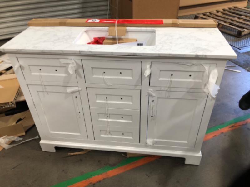 Photo 2 of 
Home Decorators Collection
Doveton 48 in. Single Sink Freestanding White Bath Vanity with White Engineered Marble Top (Fully Assembled)