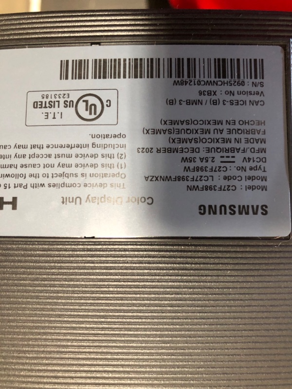 Photo 1 of Samsung IT LC27F398FWNXZA Samsung C27F398 27-Inch Curved Monitor (Super Slim Design) (Renewed)
