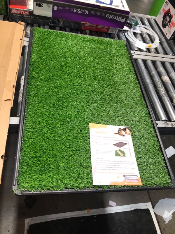Photo 1 of LOOBANI 41in x26.8in Large Dog Grass Porch Potty Tray, 2 Packs Replacement Artificial Grass Puppy Training Pads, Quickly Absorbency Portable Dog Patio Potty for Balcony Apartment Use 41‘’x26.8‘’ Potty Tray