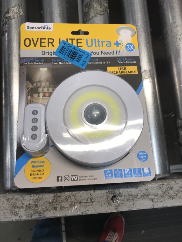 Photo 1 of Sensor Brite Overlite Ultra+ Rechargeable: Remote Control Ceiling/Wall LED Light with Adjustable Brightness, Motion Activated, Stick Anywhere, Battery-Operated Overhead LED Light Overlite Ultra Rechargeable