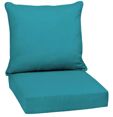 Photo 1 of 24 in. x 24 in. 2-Piece Deep Seating Outdoor Lounge Chair Cushion in Lake Blue Leala