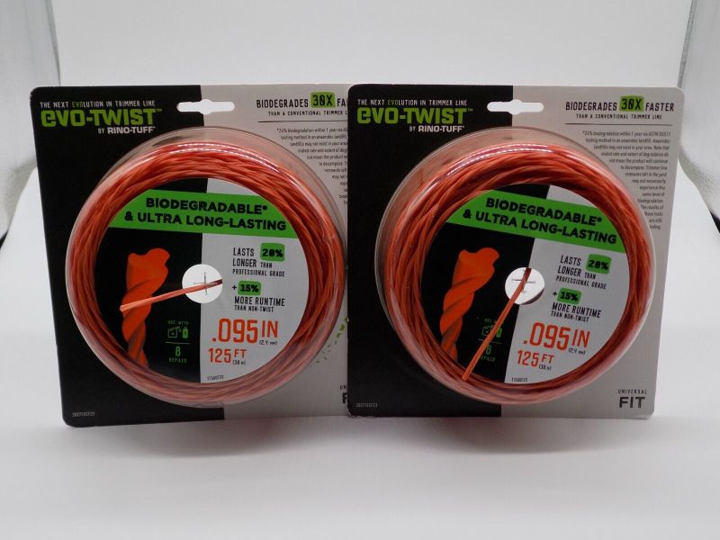 Photo 1 of 2 PK Rino-Tuff Evo-Twist .095" Inch Biodegradable Universal String Trimmer Line
