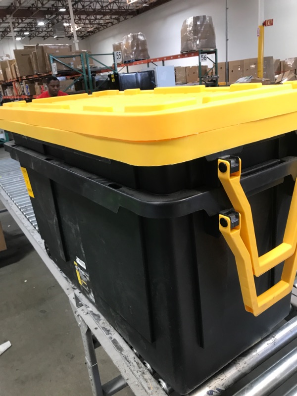 Photo 1 of 2 Pack Project Source Commander X-large 75-Gallons (300-Quart) Black and Yellow Heavy Duty Rolling Tote with Standard Snap Lid

