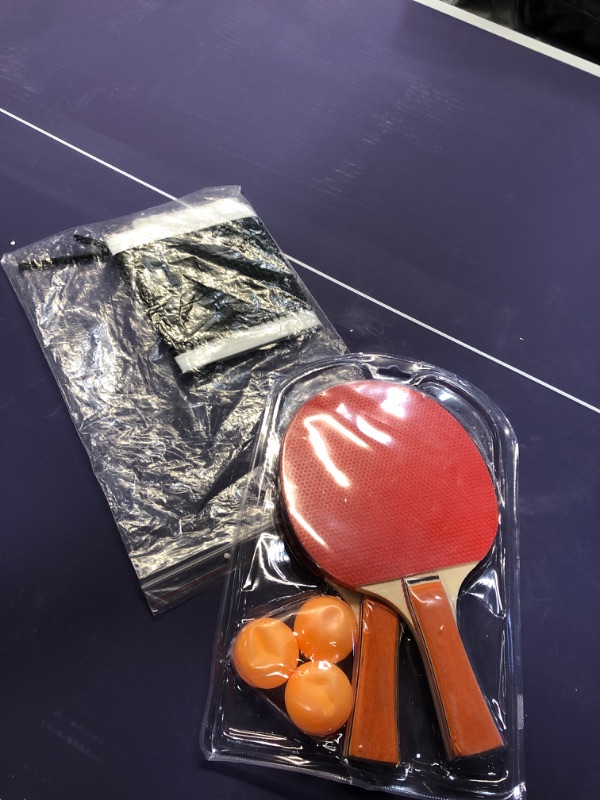 Photo 2 of 6ft Mid-Size Table Tennis Table Foldable & Portable Ping Pong Table Set for Indoor & Outdoor Games with Net, 2 Table Tennis Paddles and 3 Balls
