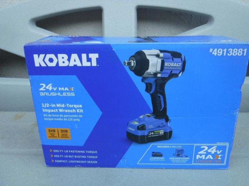 Photo 1 of Kobalt 24-volt Max Variable Speed Brushless 1/2-in Drive Cordless Impact Wrench
