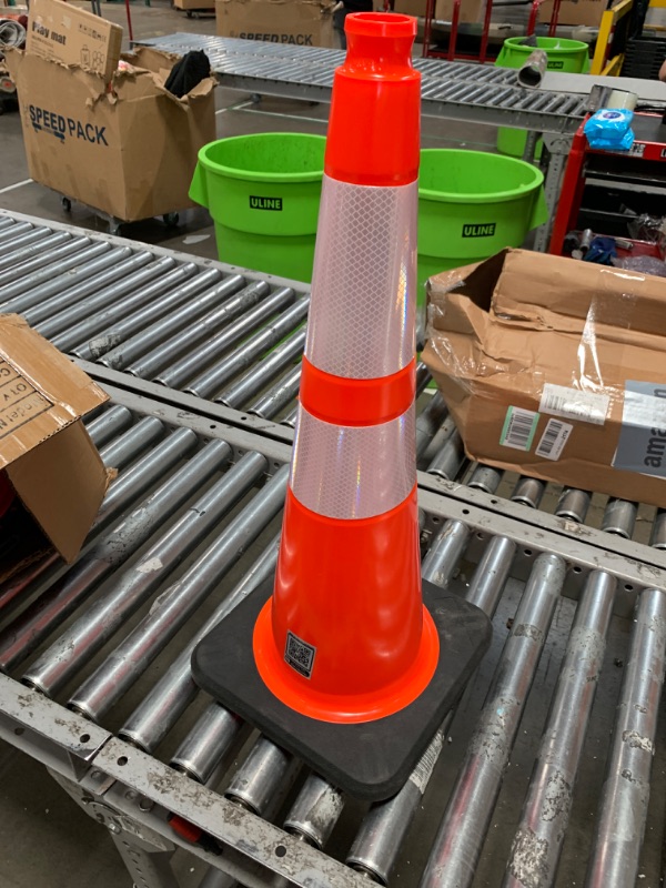 Photo 2 of (8 Cones) BESEA 28” inch Orange PVC Traffic Cones, Black Base Construction Road Parking Cone Structurally Stable Wearproof (28" Height) 01_28"(8 Cones)