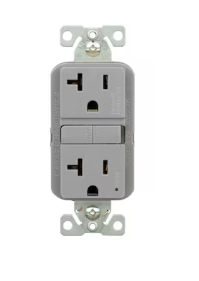 Photo 2 of Eaton 20-Amp 125-volt GFCI Residential Decorator Outlet, Gray
