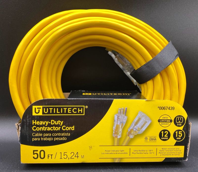 Photo 1 of Utilitech Pro Contractor Cord 50ft 12/3 - Yellow 