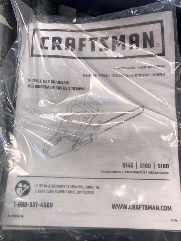 Photo 2 of Craftsman 41cy4218793 S180 18-in 42-cc 2-Cycle GAS Chainsaw