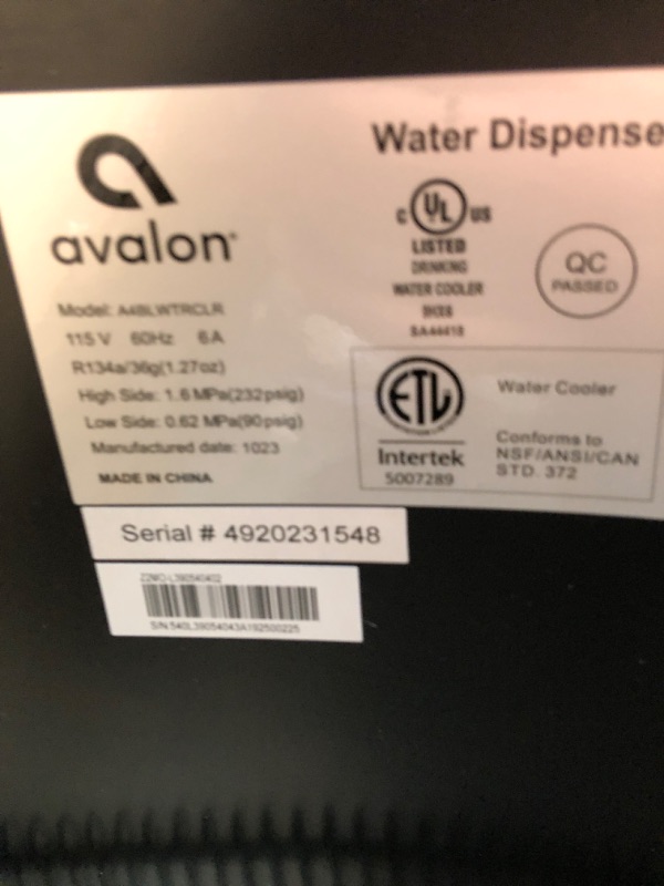 Photo 5 of **MINOR DAMAGE WATER PANEL HAS A DENT** Avalon Bottom Loading Water Cooler Water Dispenser with BioGuard- 3 Temperature Settings - Hot, Cold & Room Water, Durable Stainless Steel Construction, Anti-Microbial Coating- UL Listed
