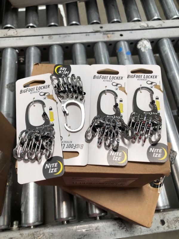 Photo 1 of **PACK OF 4**Nite Ize Stainless Steel BigFoot Keychain with 6 MicroLock S-Biners - Secure and Accessible Key Organizer
