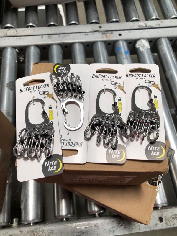 Photo 2 of **PACK OF 4**Nite Ize Stainless Steel BigFoot Keychain with 6 MicroLock S-Biners - Secure and Accessible Key Organizer
