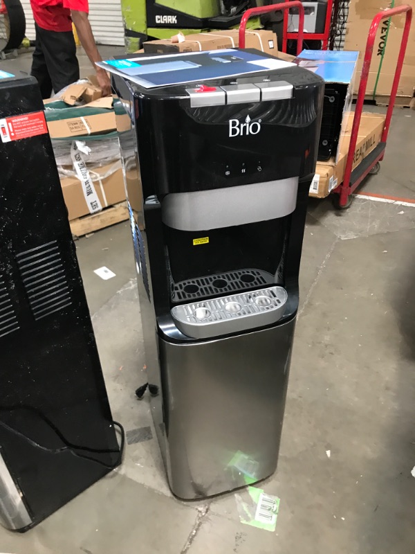 Photo 2 of **NON-REFUNDABLE, PARTS ONLY** Brio CLBL420V2 Bottom Loading Water Cooler Dispenser for 3 & 5 Gallon Bottles - 3 Temperatures with Hot, Room & Cold Spouts, Child Safety Lock, LED Display with Empty Bottle Alert, Stainless Steel