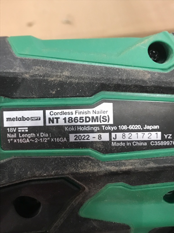 Photo 5 of ***SEE NOTES*** Bundle of Metabo HPT Cordless 18V MultiVolt™ Straight Finish Nailer Kit | 16 Gauge | NT1865DMST + Metabo HPT 18V MultiVolt™ Cordless Brushless Driver Drill & Impact Driver Combo Kit | KC18DEXQB NT1865DMST (Next Gen Model) w/ 18V Combo Kit