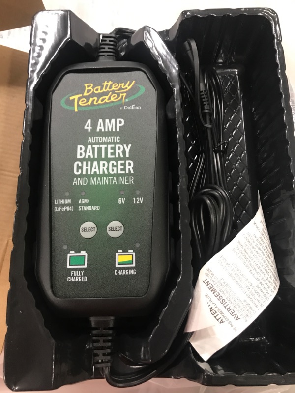 Photo 2 of Battery Tender 4 AMP Car Battery Charger and Maintainer: Switchable 6V / 12V, Automotive Battery Charger and Maintainer for Cars, Trucks, and SUVs, Lead Acid & Lithium Battery Charger - 022-0209-BT-WH